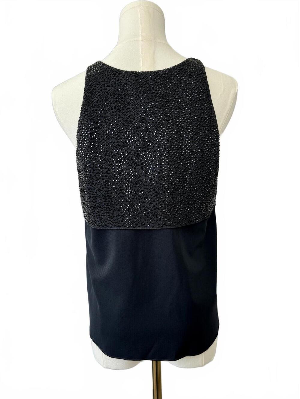 Emporio‎ Armani Navy Black Embellished Rhinestone Sleeveless Top Size IT 42/US 6 - Picture 2 of 8